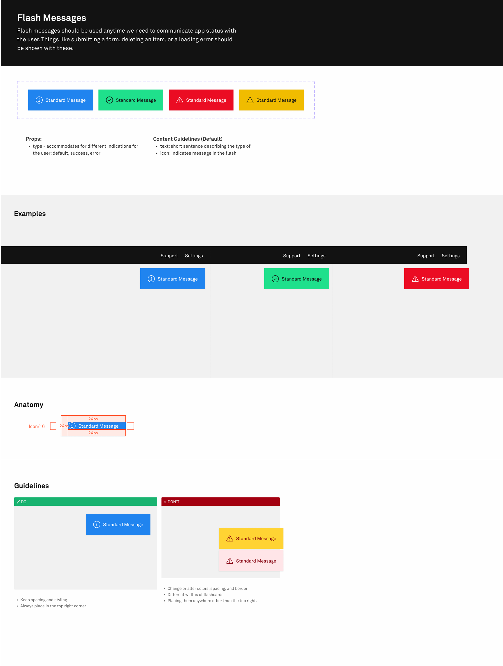Screenshot of action link component and it's documentation
