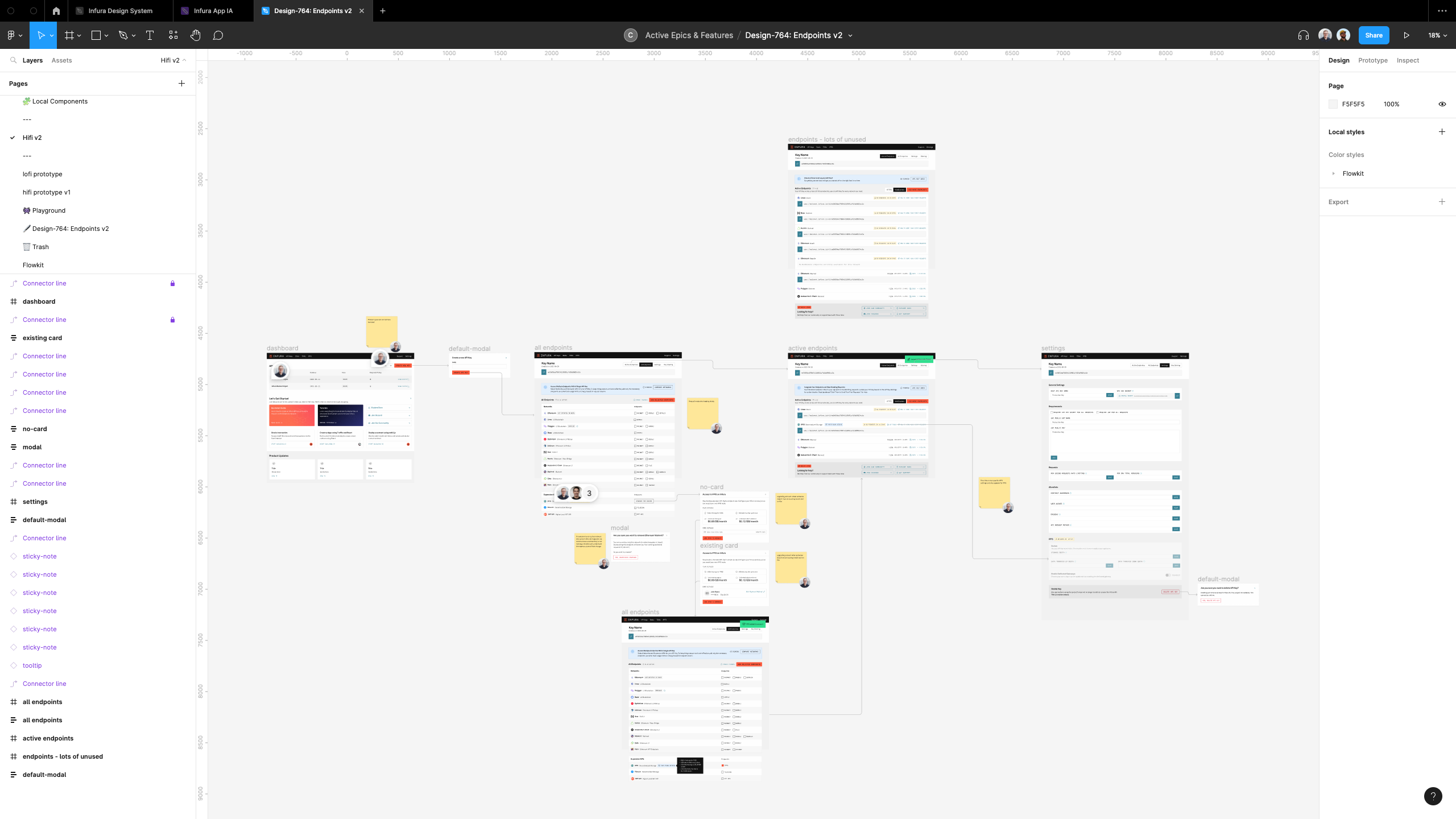 Screenshot of Figma of the second version of the Endpoints workflow