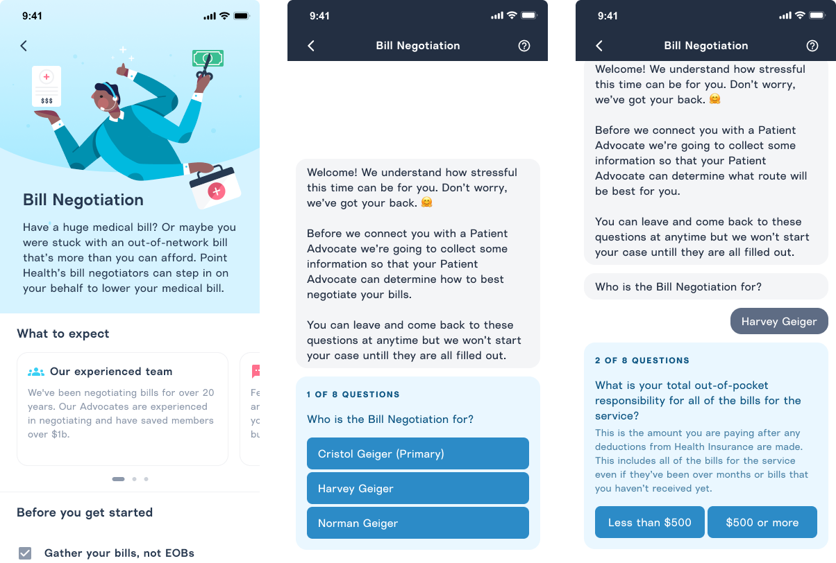 Mobile screenshot introducing what the bill negotiation service is